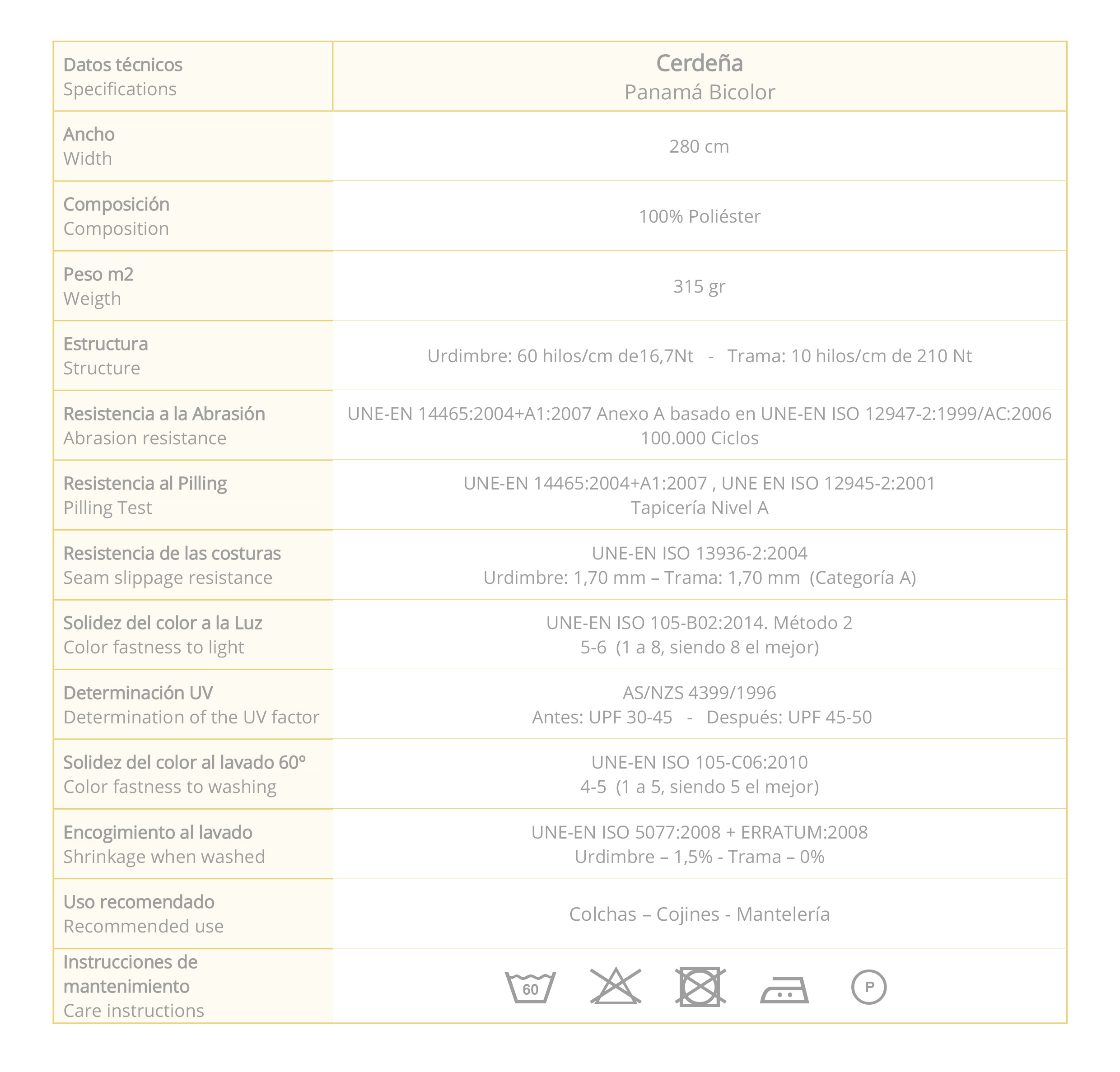 Ficha Técnica Tejido Cerdeña
